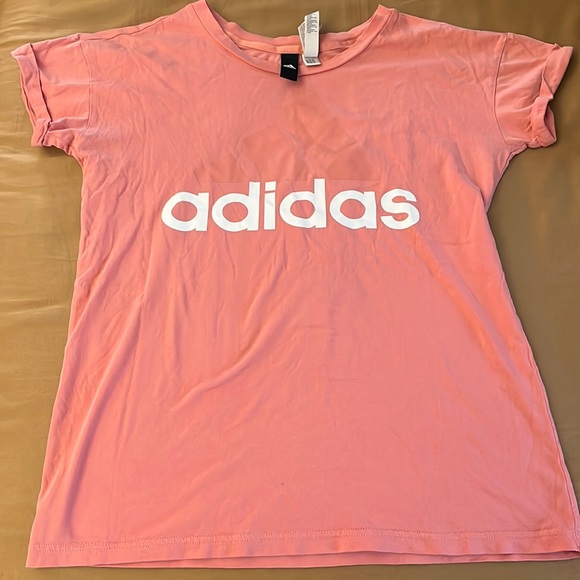 ADIDAS Salmon Pink Top Cotton T-Shirt Logo Sport Workout Gym Active Kawaii Nike - Picture 8 of 8